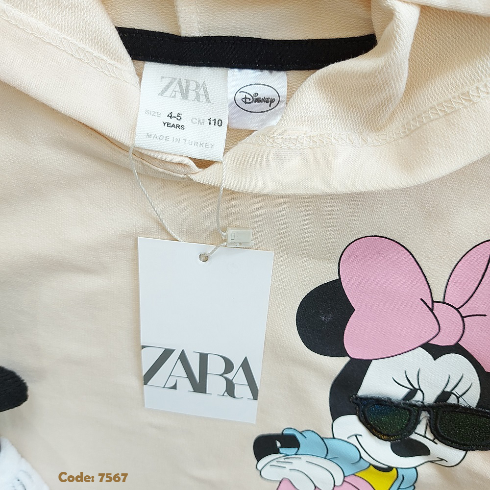 تصویر شماره 4 مربوط به هودی دخترانه تک طرح میکی از برند معتبر ZARA ترک با کد 7567