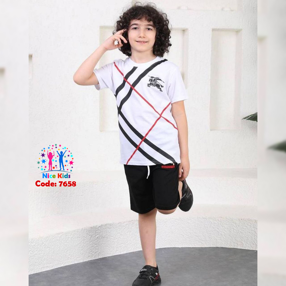 تصویر شماره 2 از ست دو تیکه تیشرت و شلوارک طرح Burberry