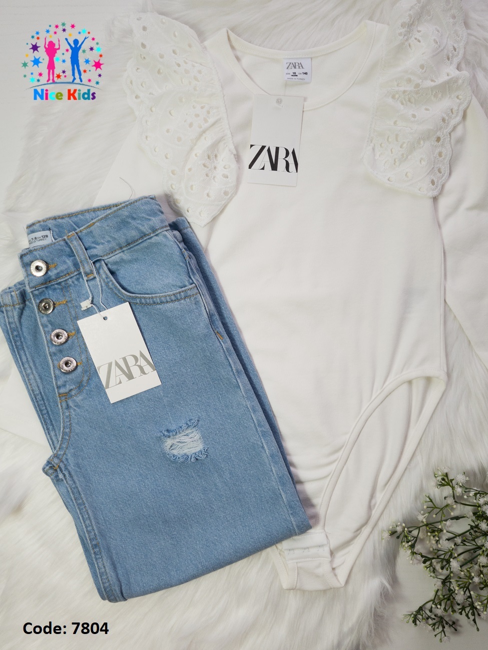 تصویر شماره 7 مربوط به بادی سفید آستین دار zara با کد 7804
