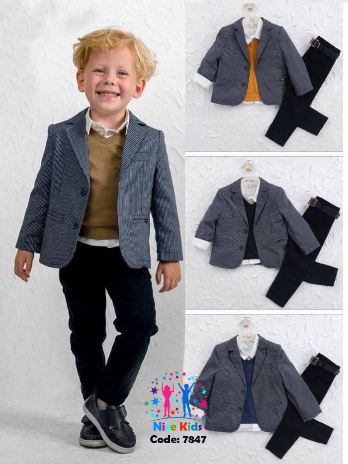 تصویر شماره 2 از کت و شلوار مجلسی پسرانه ترک (ست 5 تیکه)