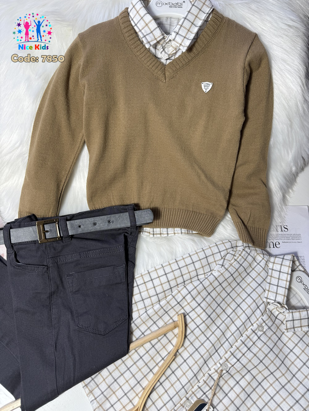 تصویر شماره 1 از ست چهار تکه بلوز شلوار و بافت مجلسی پسرانه ترک