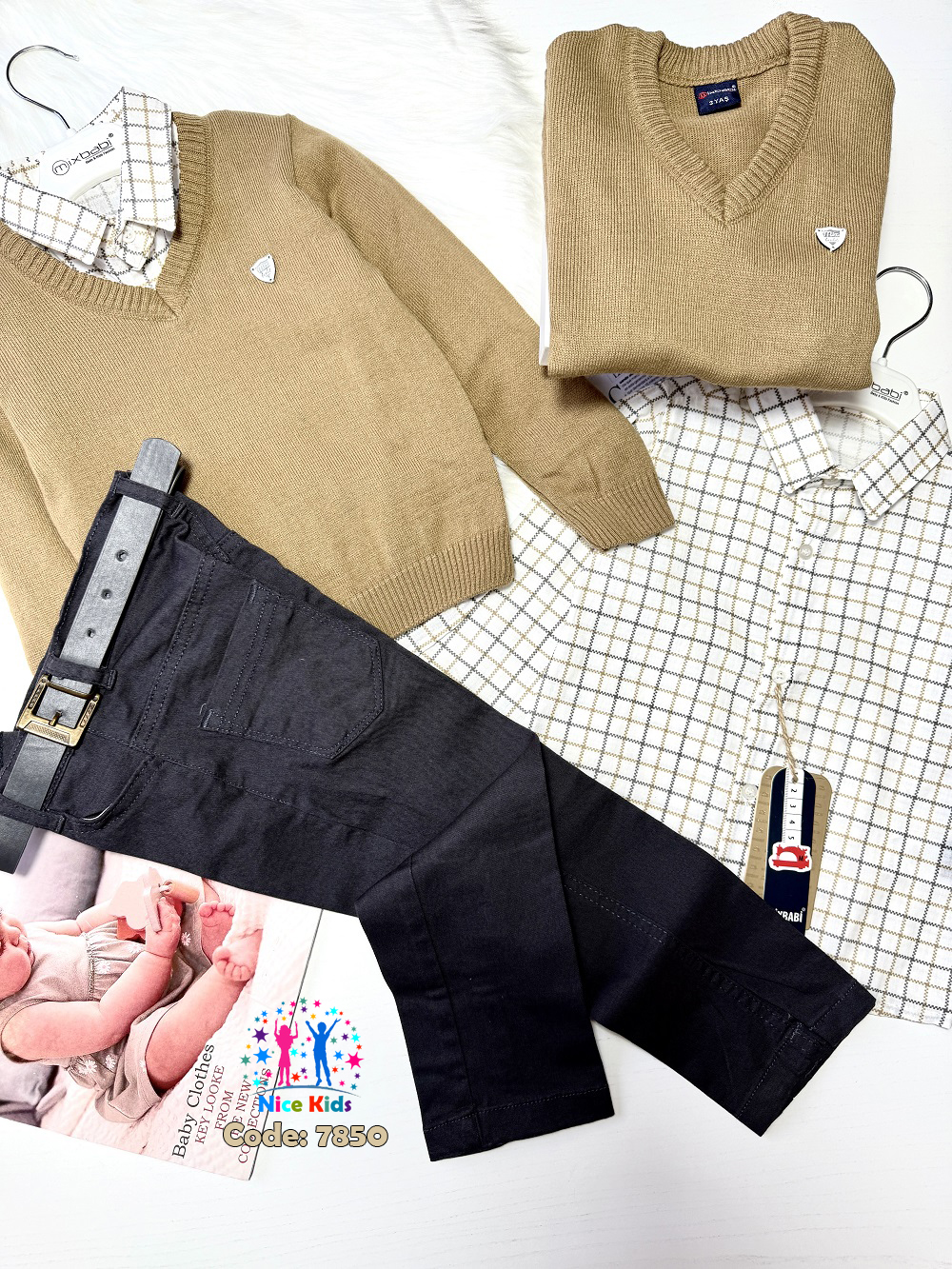 تصویر شماره 7 از ست چهار تکه بلوز شلوار و بافت مجلسی پسرانه ترک